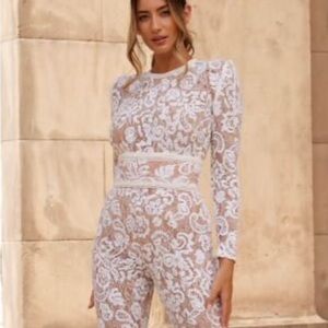 Nadine Merabi “Bella” one piece jumpsuit BNWT Sm ivory